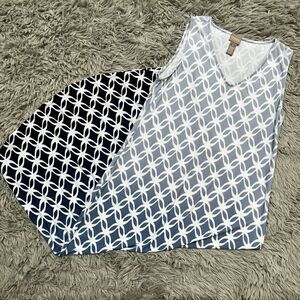 Chicos Blue Diamond Print Ombré Maxi Dress, Size 1 (Medium/8)